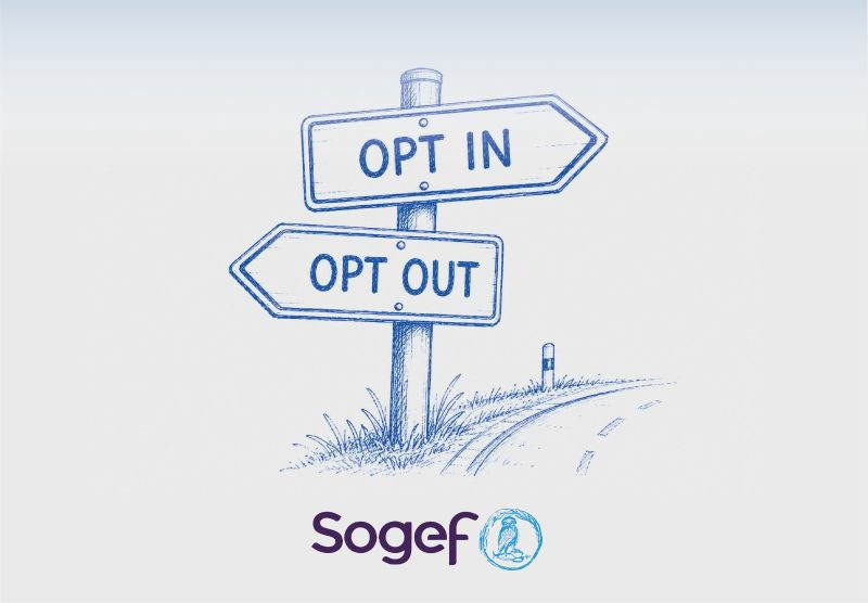 Panneau directionnel indiquant Opt In et Opt Out au bord d'une route pour illustrer la taxe sur les plus-values.